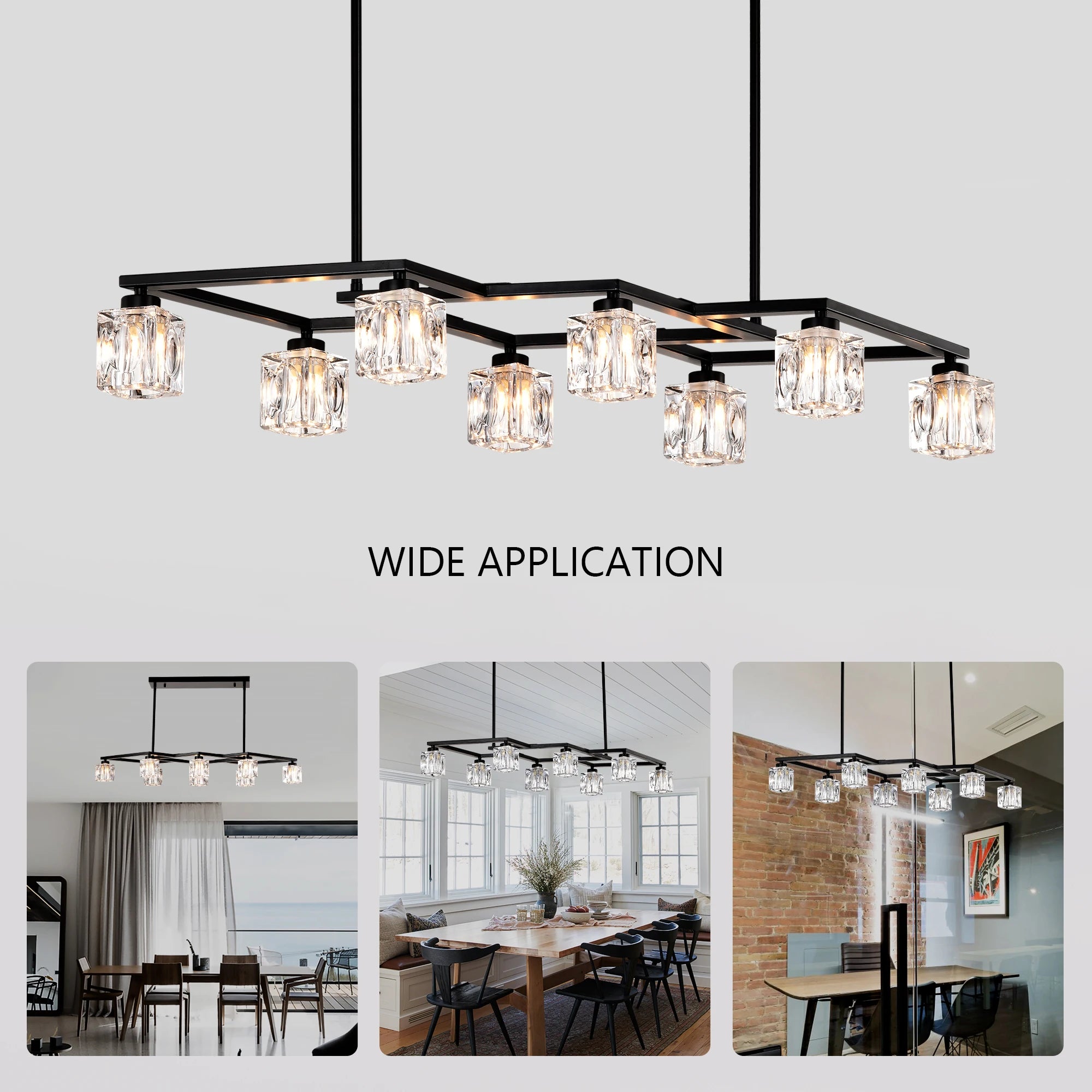 39 inch modern minimalist crystal chandelier black metal light stand adjustable height for living room kitchen porch