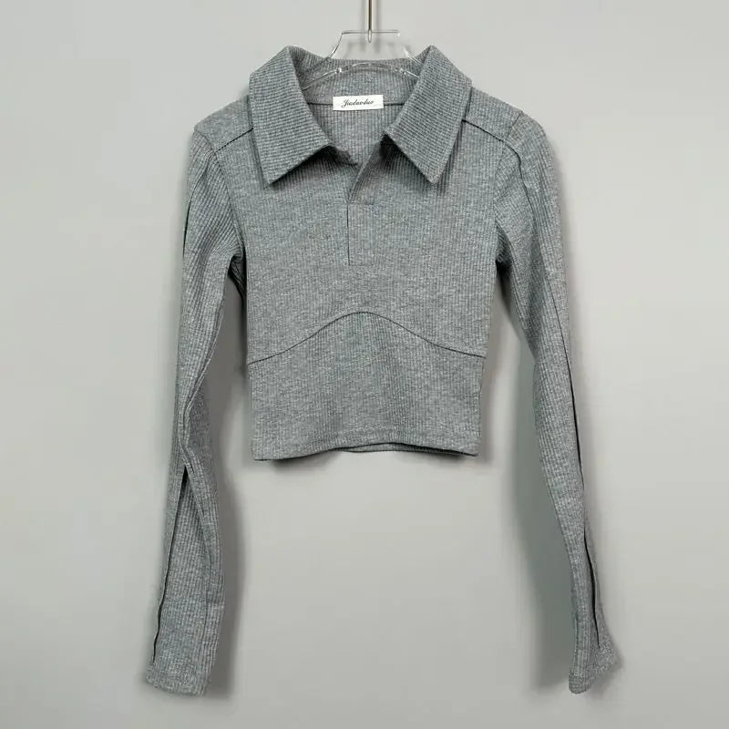 Polo Neck T Shirt for Women Coquette Clothes Sexy Woman Tshirt Plain Long Sleeve Youthful Elegant Youth Clothing Sales On Offer