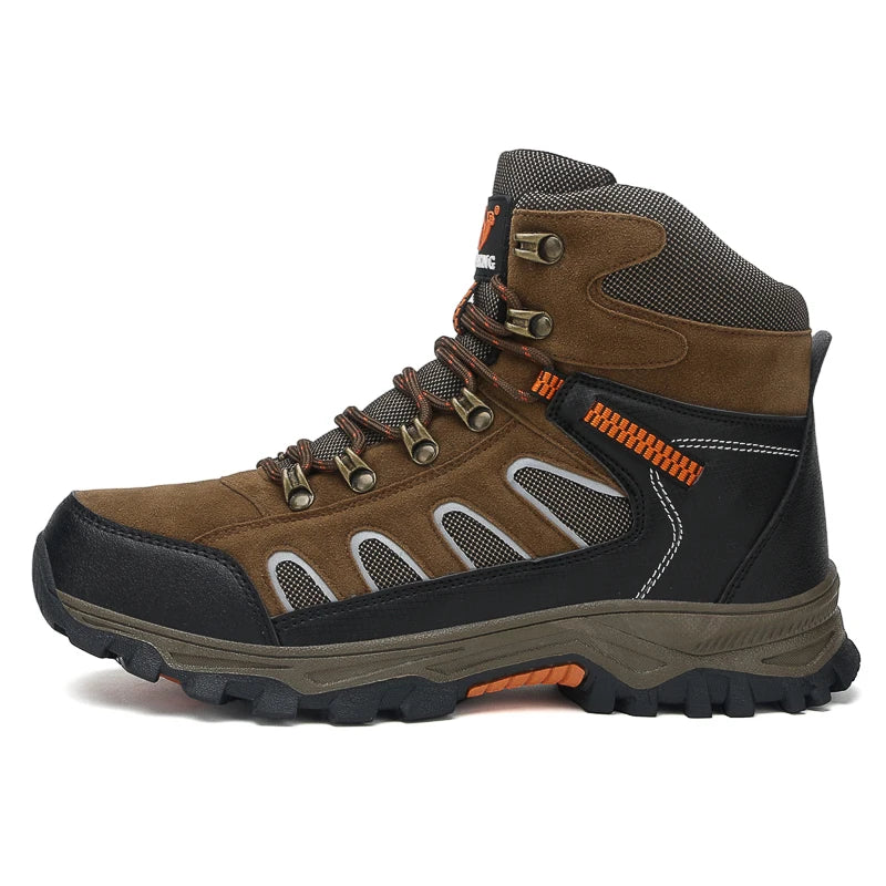 High-top Boots Men Anti-slip Warm Comfortable Plush Outdoor Hiking Shoes Men Breathable Lace-up Casual Sports Shoes Men