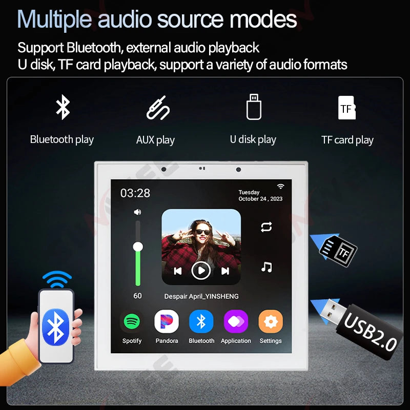 Home Smart Audio Android 11 WIFI System TUYA Control panel Bluetooths wall Amplifier ceiling speakers ALEXA Voice music player