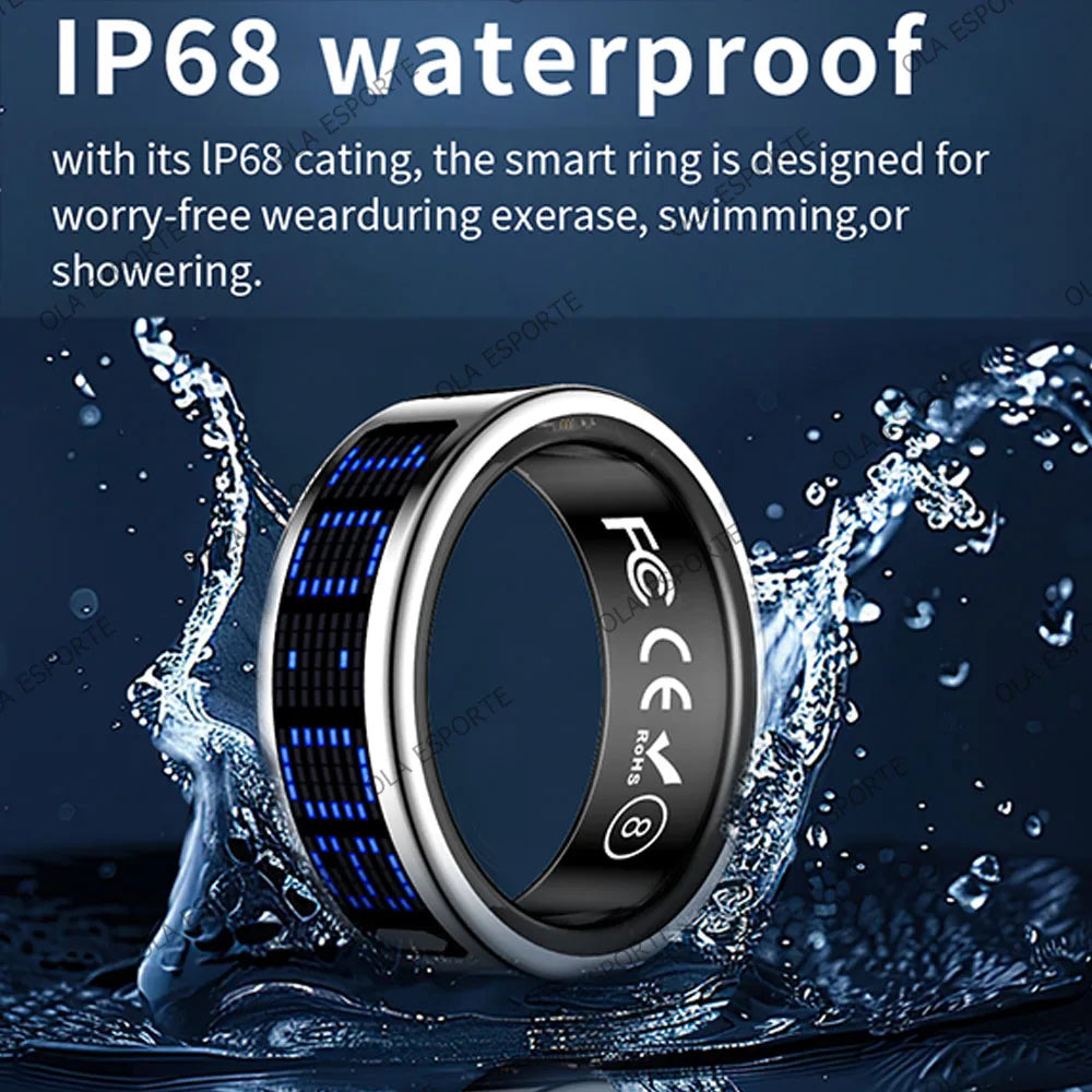 Health Smart Ring Heart Rate Sleep Monitoring Touch Display Screen Pedometer Multiple Exercise Modes Multi-Function Fashion Ring