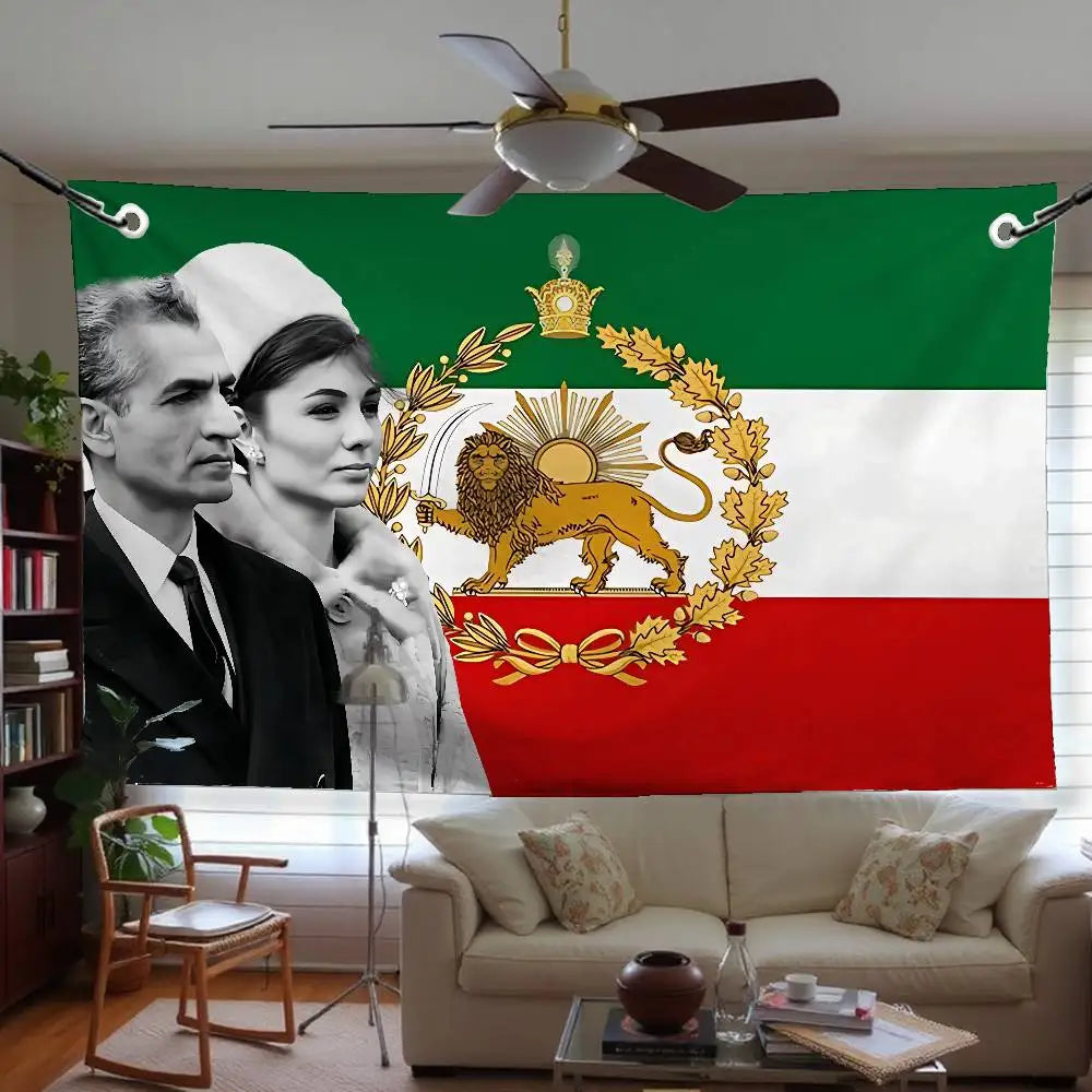 Iran Flag Mohammad Reza Pahlavi Flags Room Decor Outdoor Decors Personalized Items Flags For Bedrooms Home Funny