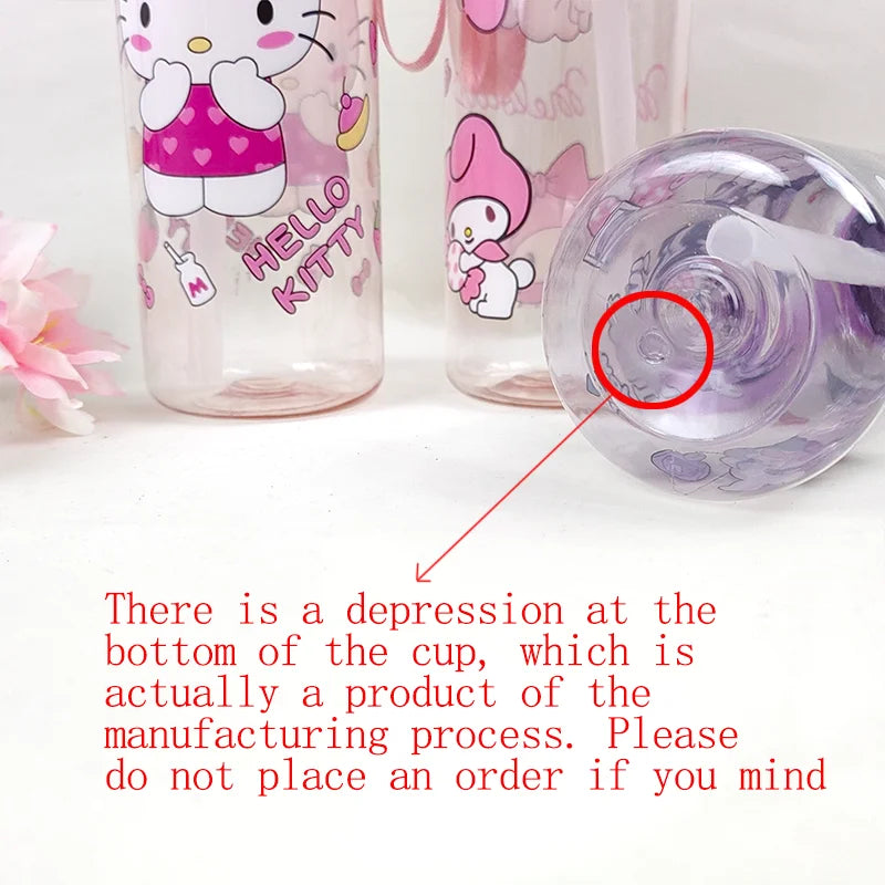 800ML Cartoon Hello Kitty Transparent Pop-up Spout Water Cup Hand-held Strap Anti-fall Kettle Portable Outdoor exercise SpaceCup