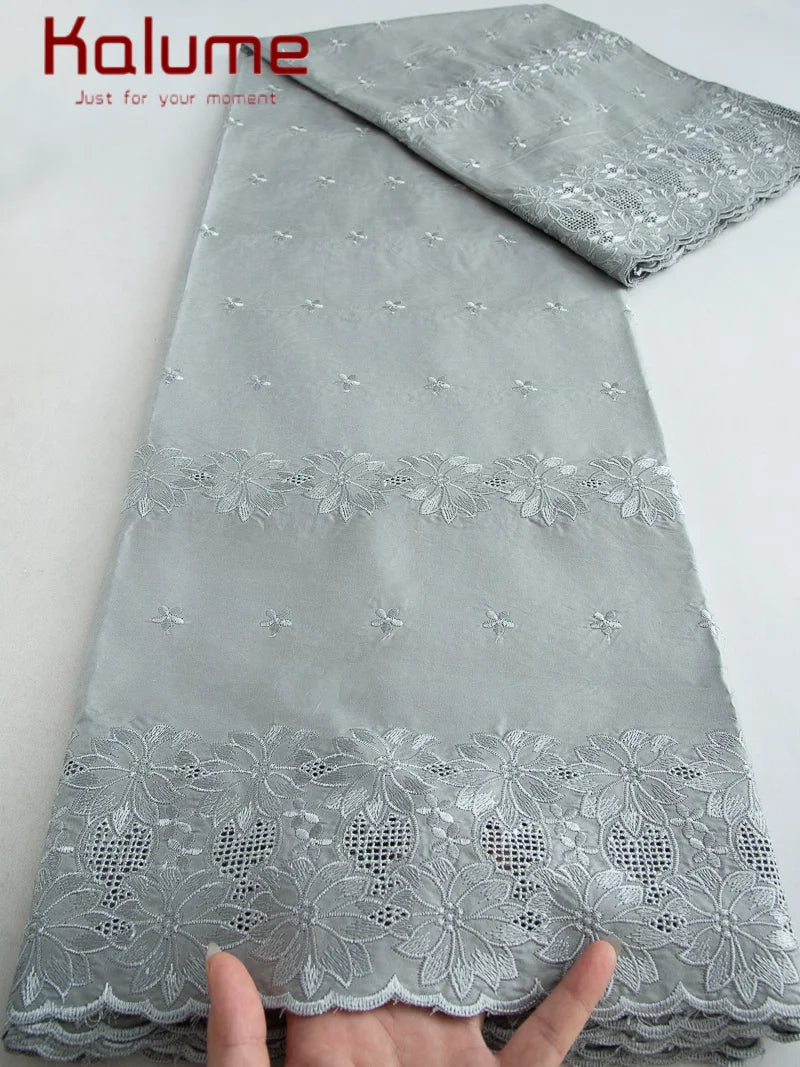 Kalume African Soft Cotton Fabric Dubai Lace Fabrics High Quality Material African Fabric for Sewing Man Suit Cloth 5Yards F4517
