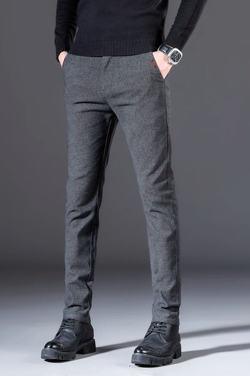 Men's Fashionable Dress Pants All-Season Cotton Blend Chino Trousers Korean Style Slim Fit Business Pants for Office Street
