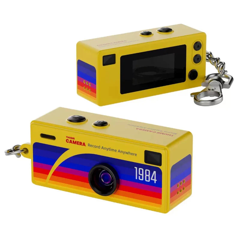 Retro Mini Keychain Thumb Camera 1080P HD Recorder Built-in Flash Auto Focus 130° Wide Angle Lens TFT LCD Screen Portable Camera