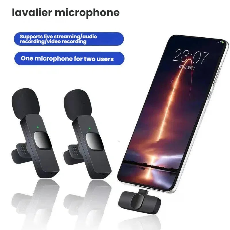 New Wireless Lavalier Microphone K9 Portable Audio Video Recording Mini Mic for iPhone Android Live Broadcast Gaming Phone Mic