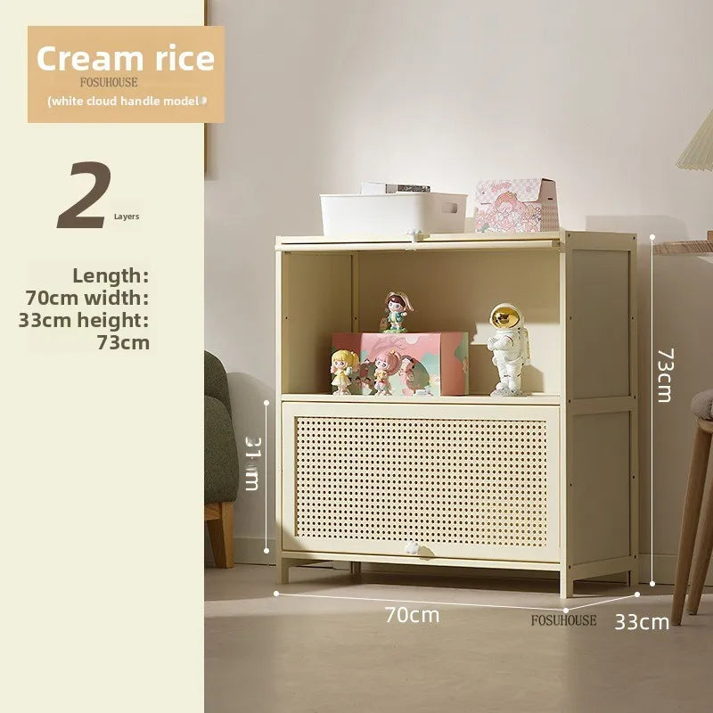 Cream Style Living Room Cabinets Household Bookcase with Door Storage Cabinet Floor Rack Wall Storage Cabinet Home Furniture