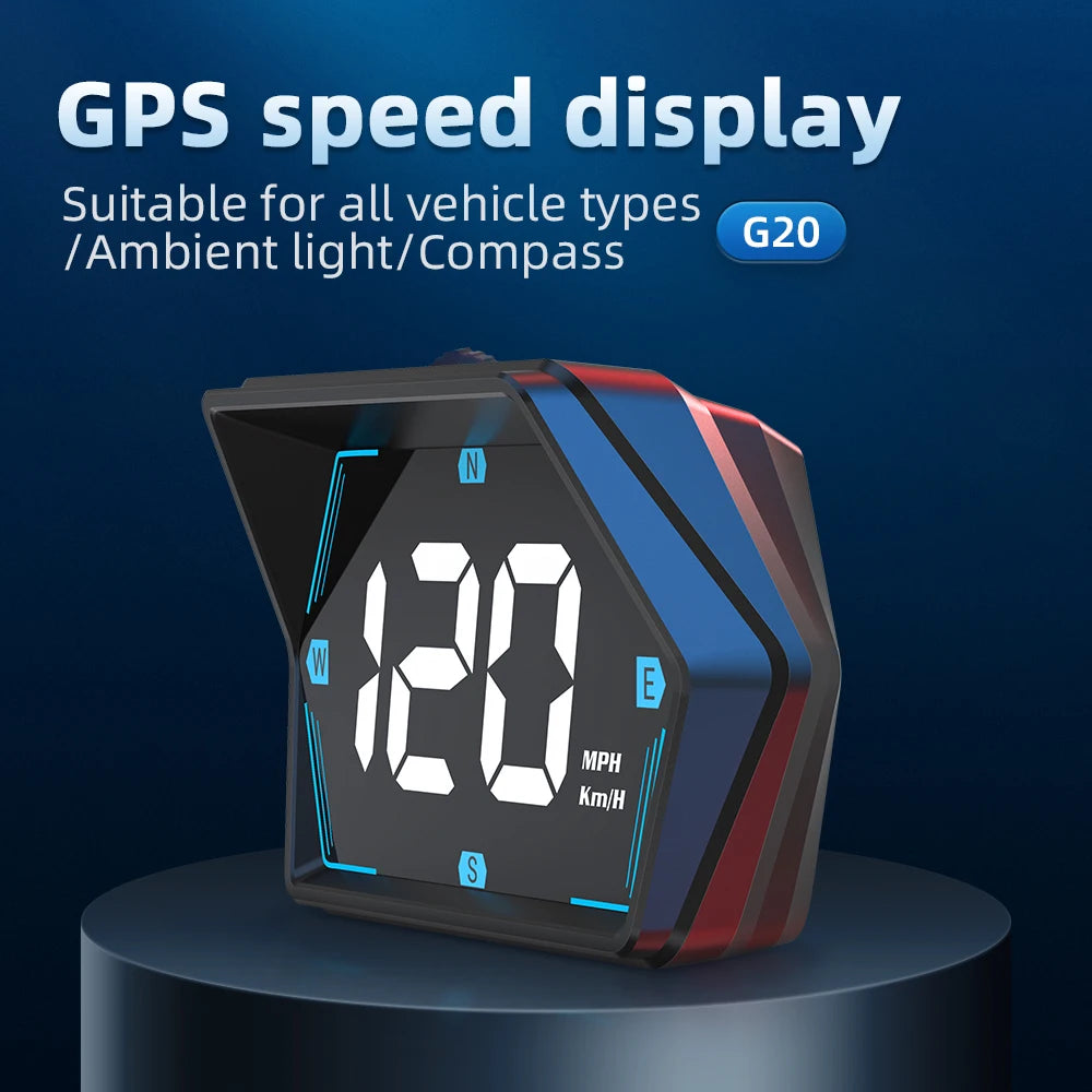 G20 GPS Car Digital Speedometer HUD Head-Up Display Eletronics Speed Alarm Gadgets Inteligentes compass USB Plug For All Cars