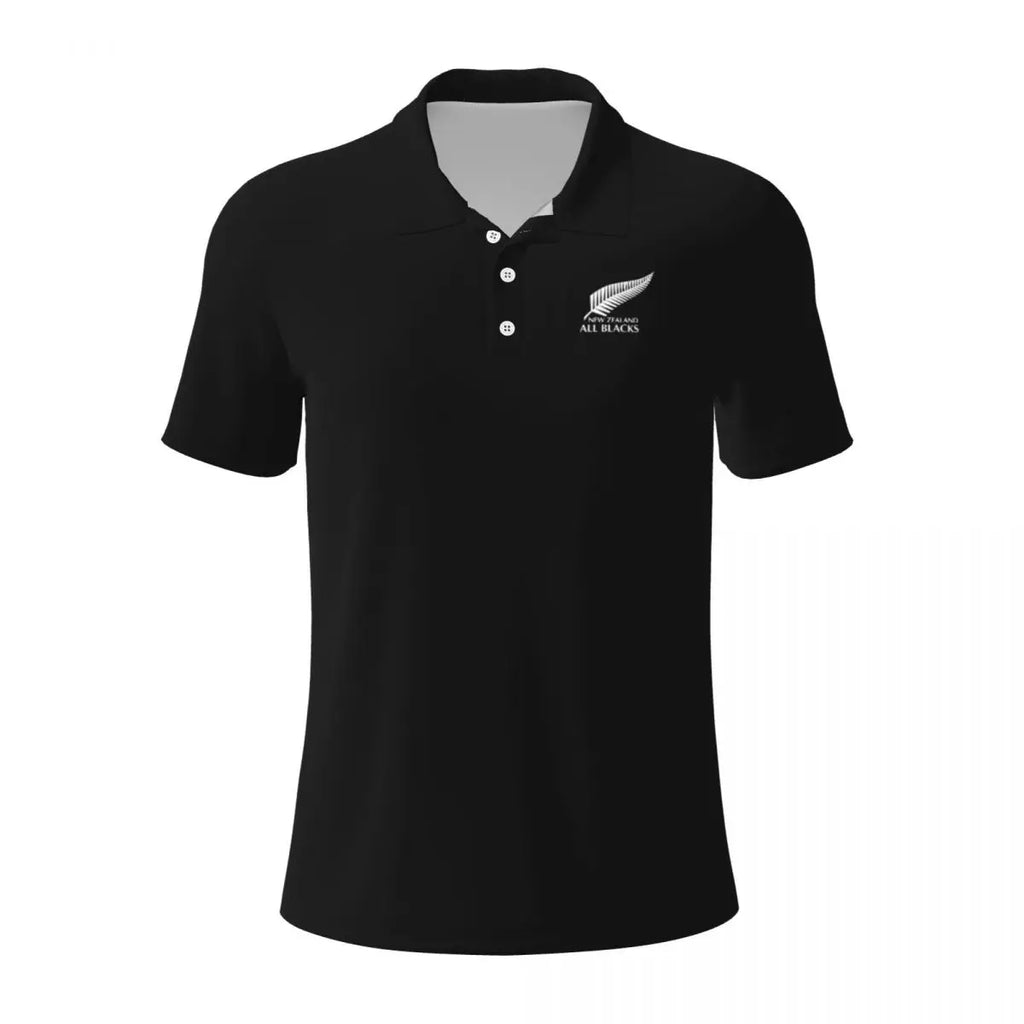 All Blacks Rugby Polo Shirts for Men Casual Solid Color Mens Polos Brand Versatile Clothing