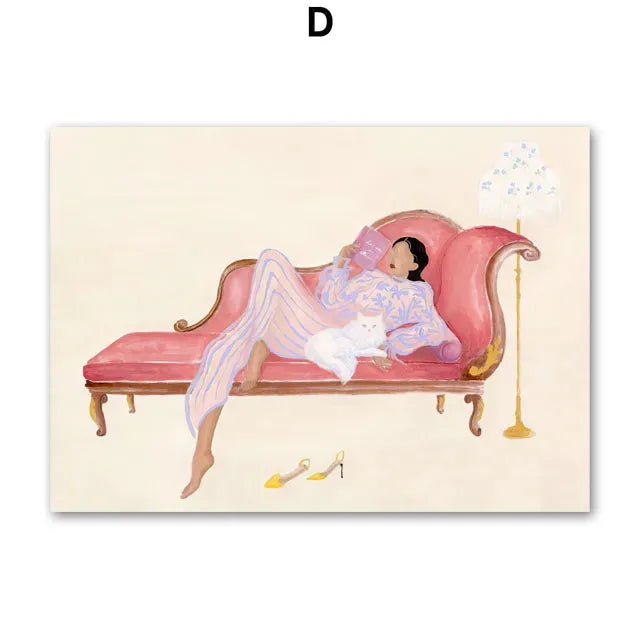 Crocodile Fish Chair Sofa Colorful Life Abstract Lines Posters Prints Canvas Painting Wall Art Pictures Living Room Home Decor