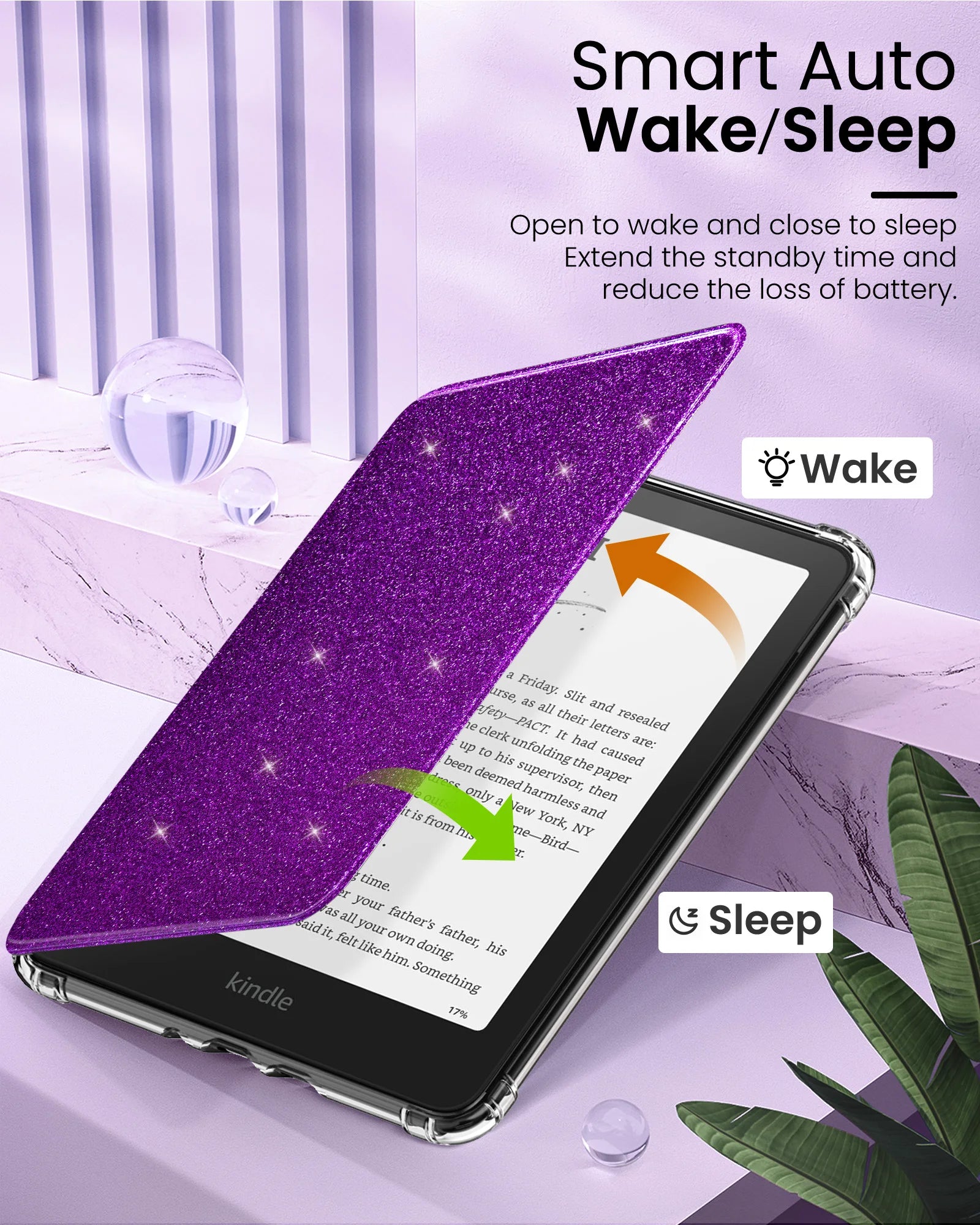 Case for 7" Kindle Paperwhite 2024 12th Gen Ultra Clear Soft Flexible Glitter TPU Back Cover Light Shell with Auto Wake/Sleep