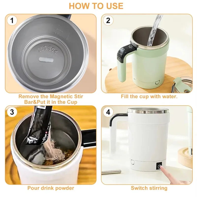 Detachable Automatic Mixing Coffee Cup - Smart Temperature Rechargeable Mug for Office Travel