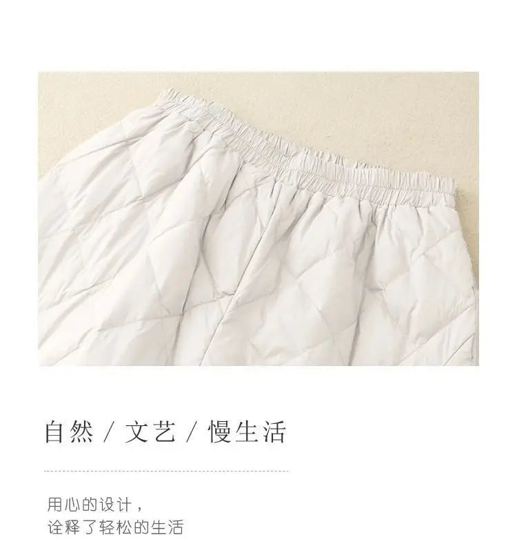 Down Pants Women Winter 2024 New Style Outdoor Wear Spring and Autumn Down Cotton Pants Pink Small Cropped Pants, Light and Thin