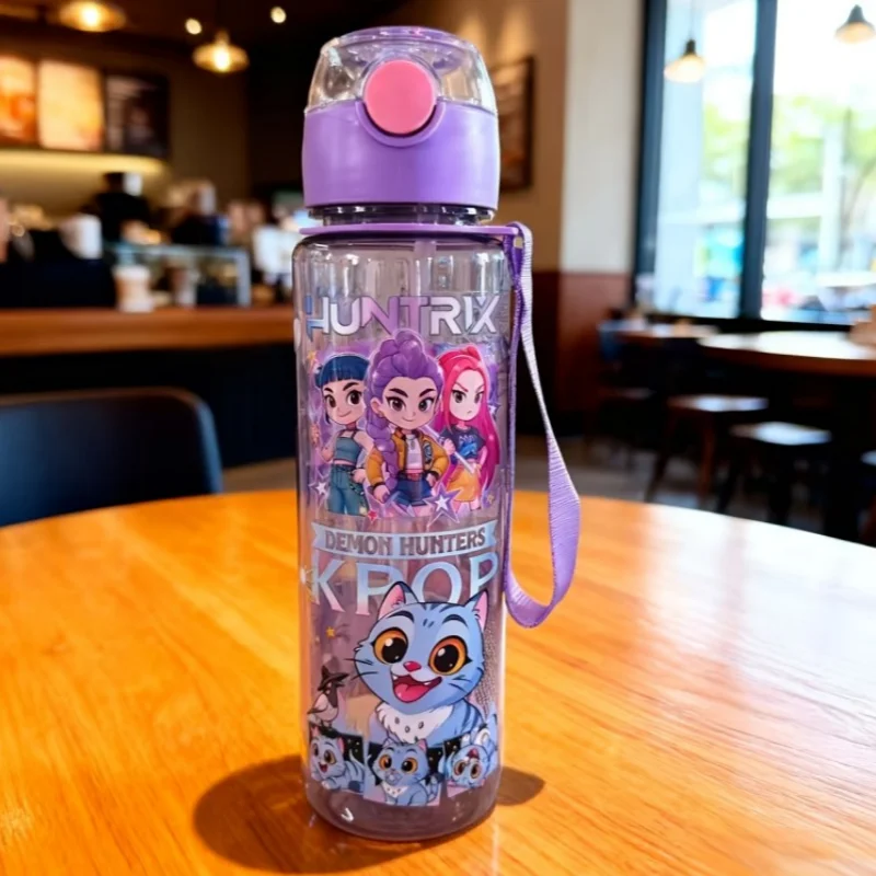 700ML KPop Demon Hunters Gradient Straw Cup (750ml)| Portable for Hiking,– Letter A-Z Girl, Portable High-Capacity | Outdoor Use