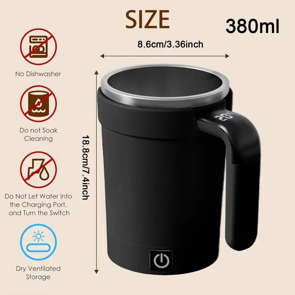 Smart Self-Stirring Coffee Mug 380ml With Temp Display & Rechargeable Battery, Auto Mixes Drinks, Keeps Warm For Desk, Home