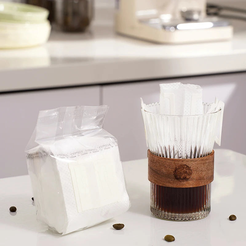 50pcs Pack Disposable Coffee Fliter Bag Portable Portafilter Hanging Ear Coffee Filter Eco-Friendly Paper Bag Espresso Coffee