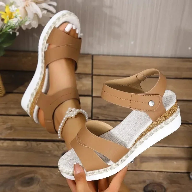 Women Wedge Heel Sandals Summer New Fashion Lightweight Non Slip Beach Shoes Ladies Buckle Strap Platform Sandalias Plus Size43