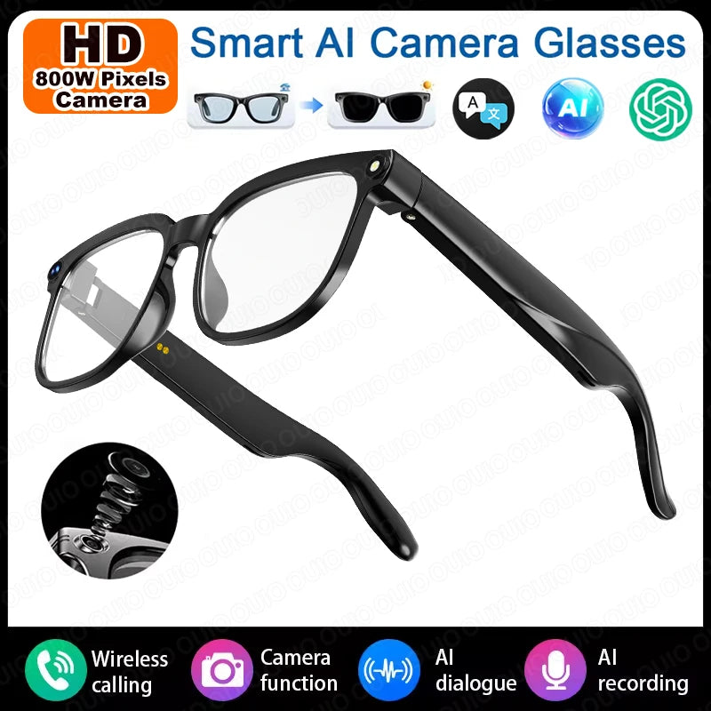 800W HD Camera Smart Glasses Photo AI Smart Assistant AI Translation Video Recording Smart Touch IP65 Waterproof Smart Glasses