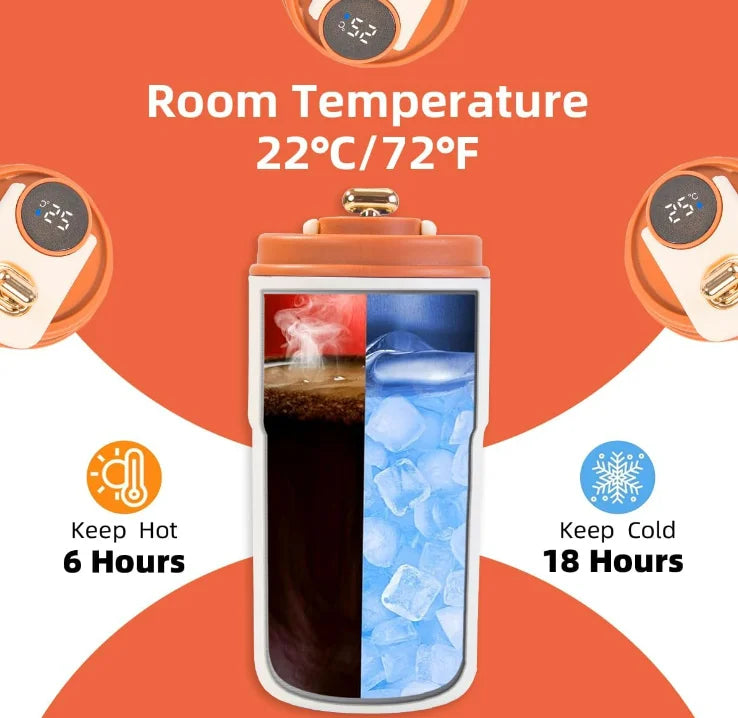Smart Temperature Display Coffee Thermos, Unisex Portable Stylish Minimalist Gift Mug