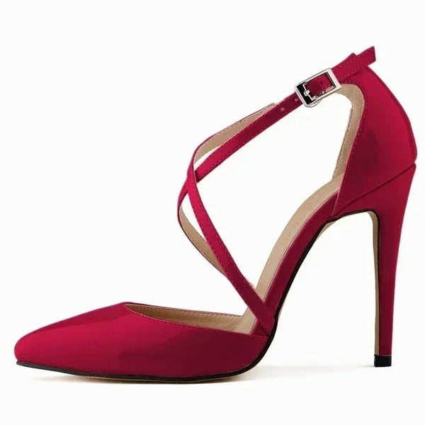 Women Pumps 2026 Summer Slippers Outdoor Casual Sexy Pointed Toes Hollow Stilettos Cross Strap High Heels Female Wedding Shoes