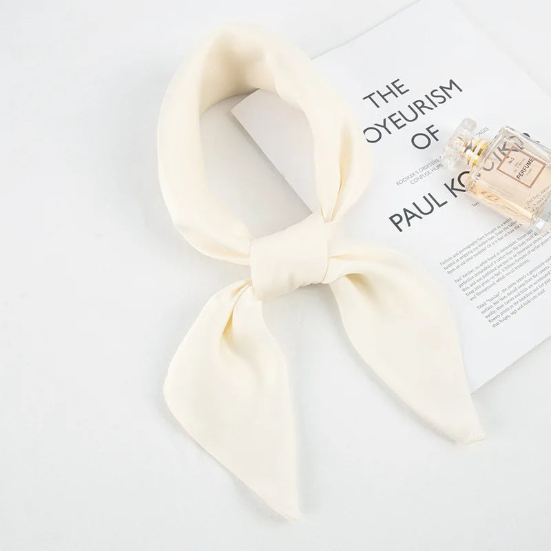 Fashion Solid Kerchief Women Head Scarf For Hair Pink Green White Silk Neck Scarfs Female 70cm*70cm Square Bandanas Lady Scarves