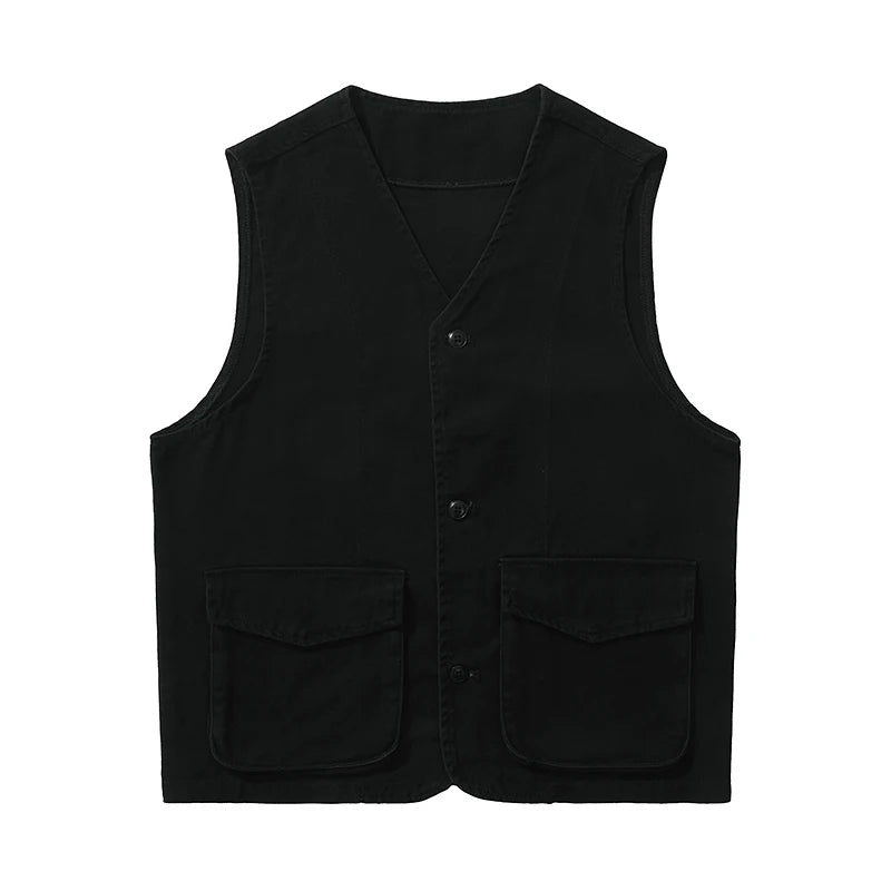 2023 Spring  Cotton high street American style classic denim vest for men Sleeveless casual waistcoat men's casual vest