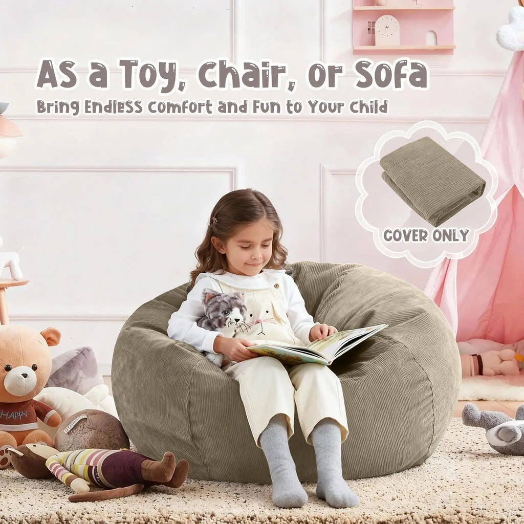 OTAUTAU Corduroy Bean Bag Cover Doll Storage Pouf Corner Beanbag DD005【No Filler Inside! Need To Fill It By Yourself !】