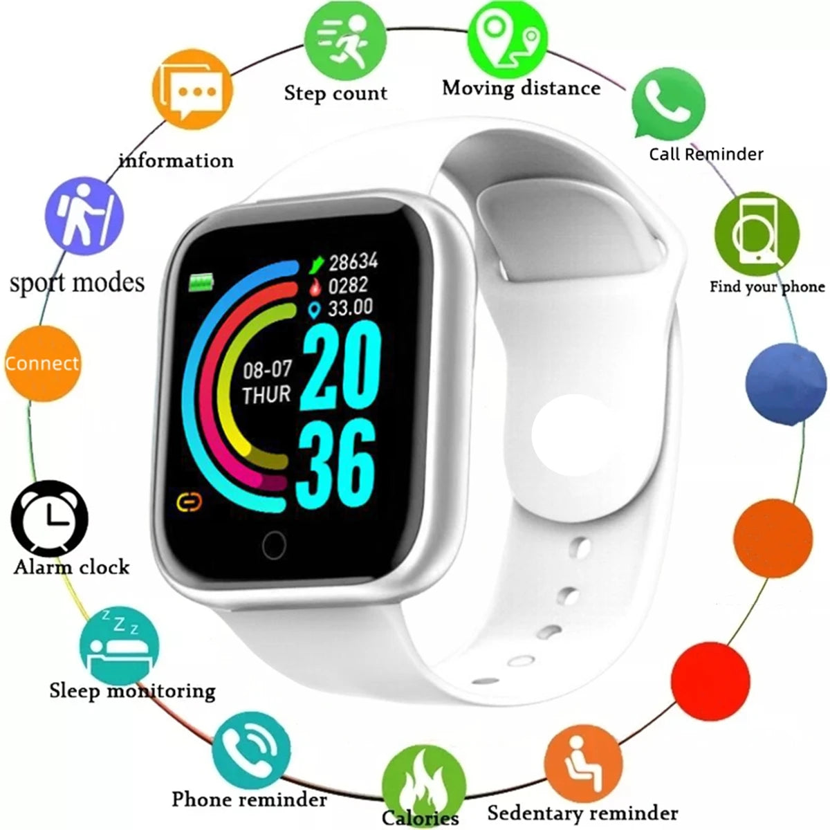 Smartwatch Men Women Wristwatches Smart Watch Message Fitness Monitor Bracelet Birthday Gift Electronic Clock For Android IOS - Free Item.