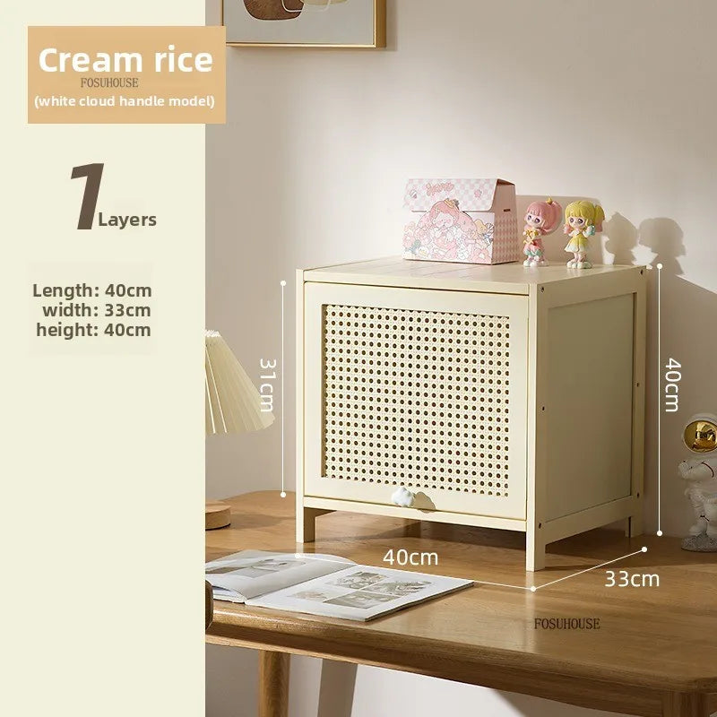 Cream Style Living Room Cabinets Household Bookcase with Door Storage Cabinet Floor Rack Wall Storage Cabinet Home Furniture