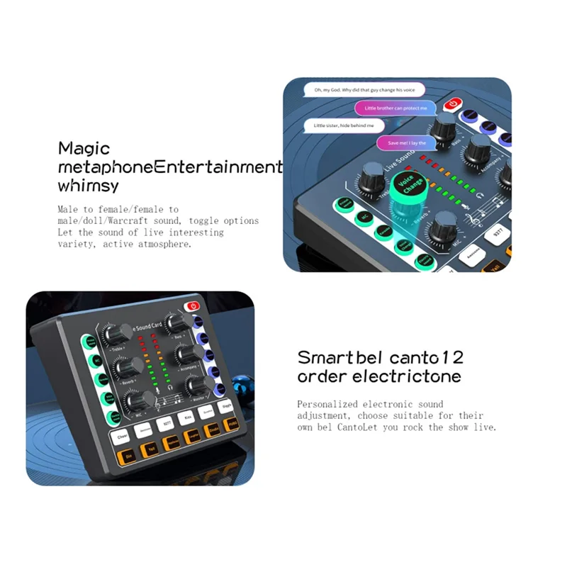 B50B-M8 Sound Card Live Broadcast Audio Interface Podcasting Device Caster With Premium Mic Preamplifier Sound Card Easy To Use