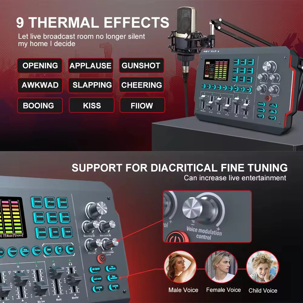 M16 RGB PC Sound Card Podcast Audio Interface Podcast Microphone Podcast Headset Soundcard Audio Interface