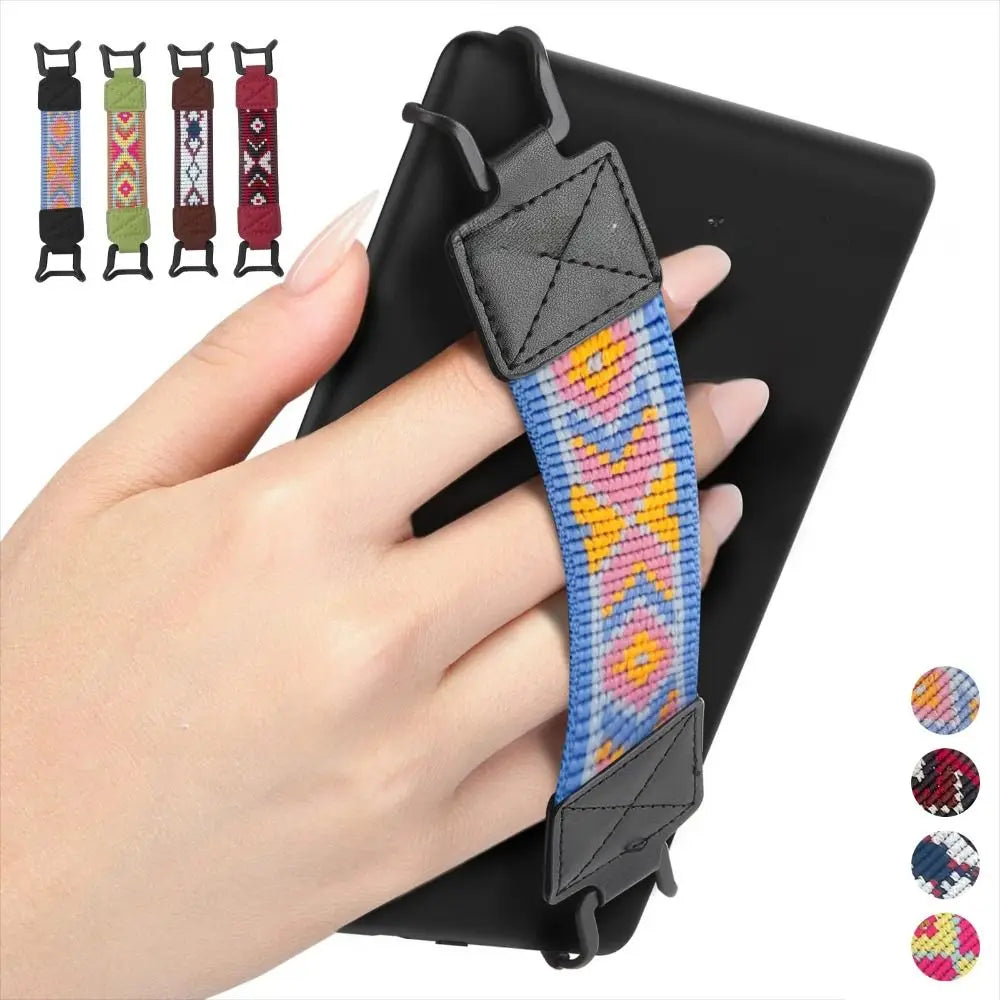 PU Leather 6-8" eReader Secure Hand Strap Versatile Anti Drop Tablet Finger Grip Holder Anti-Slip for Kindle/Kobo/Voyaga/Lenovo