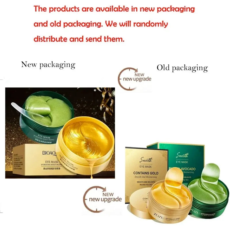 60 Pieces/Box Gold and Avocado Eye Mask to Reduce Fine Lines and Dark Circles, Eye Care