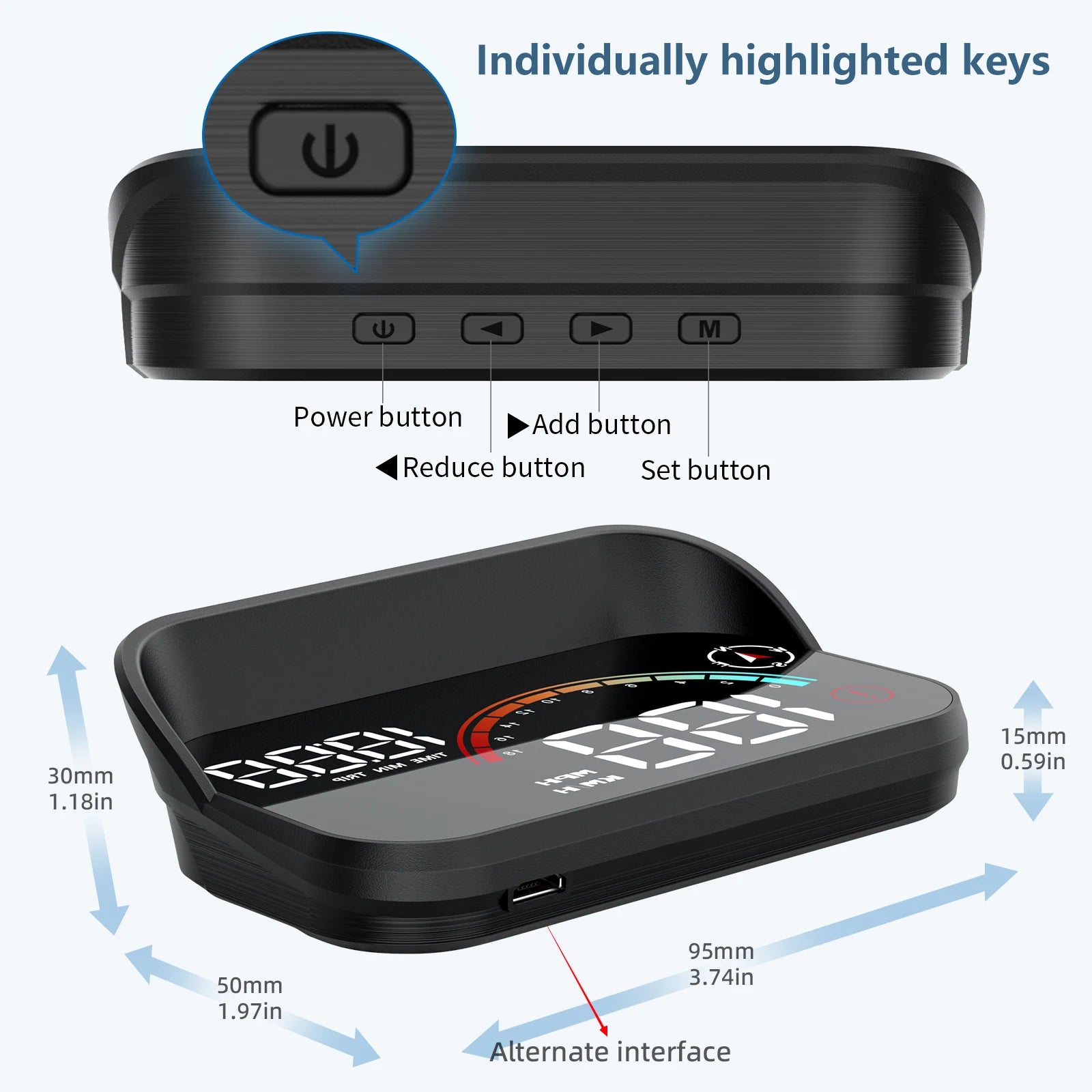 M22 Car HUD Head Up Display Universal Digital GPS Speedometer HD LCD Projection On Glass Windshield Projector for All Cars