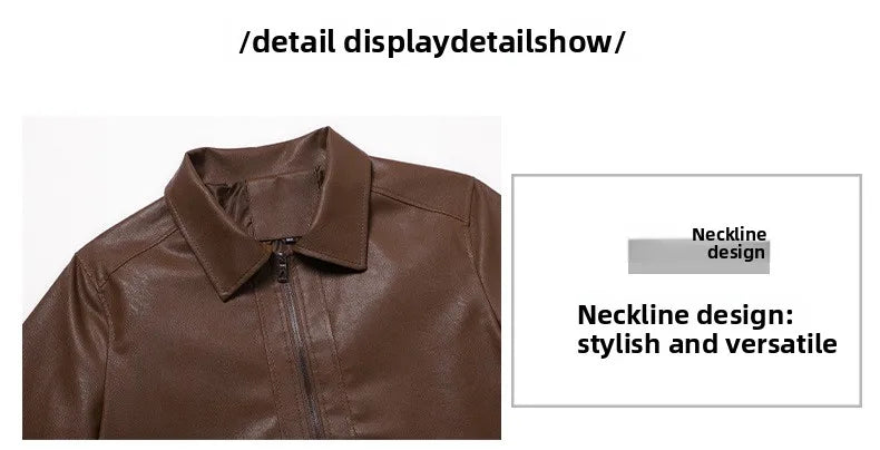 New Leather Jacket Men's Spring Men's Slim Lapel Jacket Men's Top Windproof Casual Jacket Men Motorcycle Jacket Men Clothing