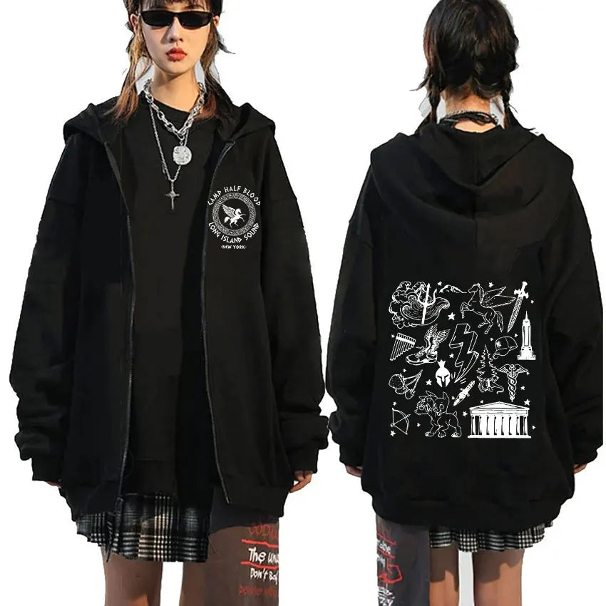 Camp Half Blood Percy Jackson Zipper Hoodie Long Island Sound Casual Zip Up Sweatshirt Men Women Fashion Hoodies New in Tops