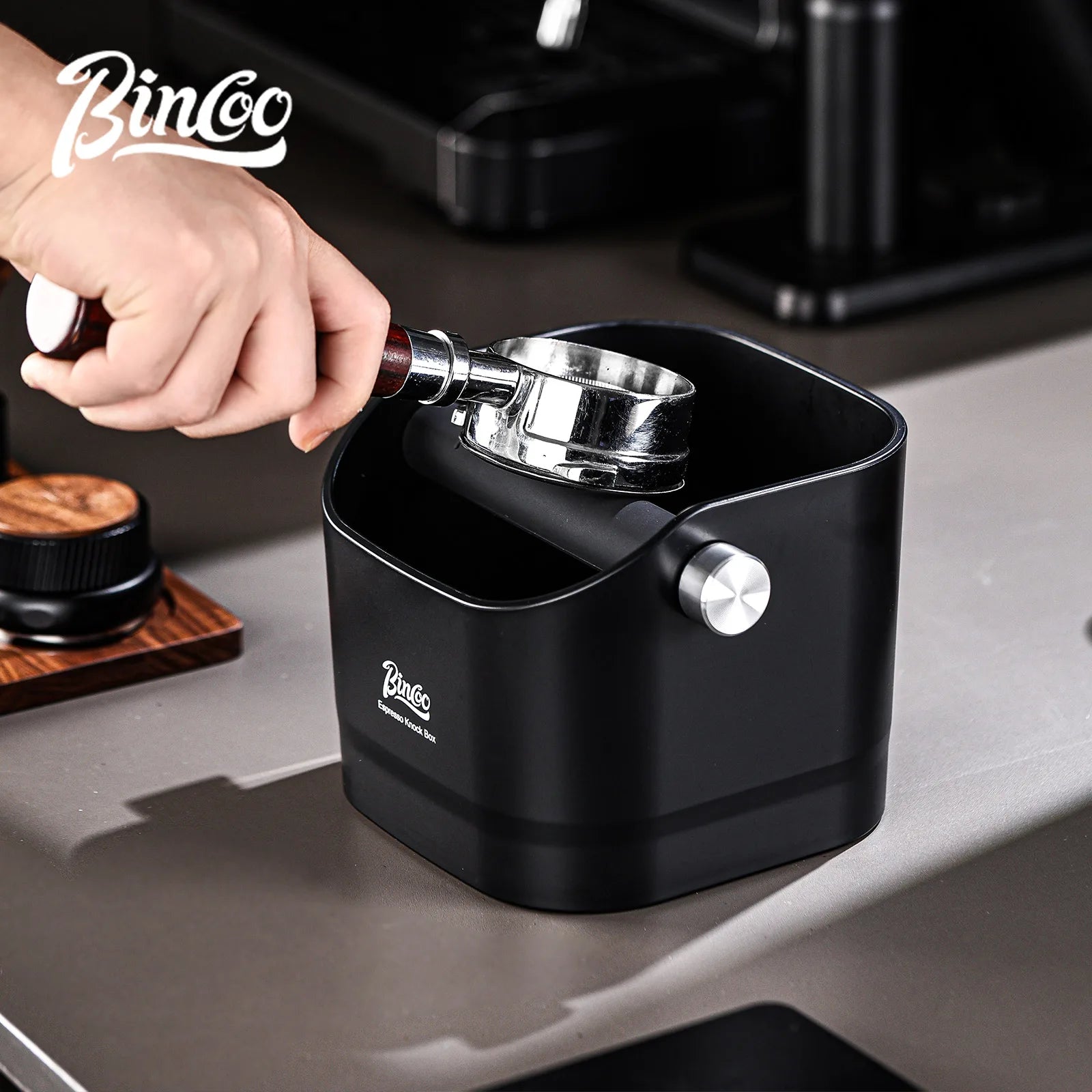 Bincoo 0.8L Coffee Knock Box Espresso Grounds Container Anti Slip Espresso Dump Bin Grind Beveled Barista Goods Cafe Accessories