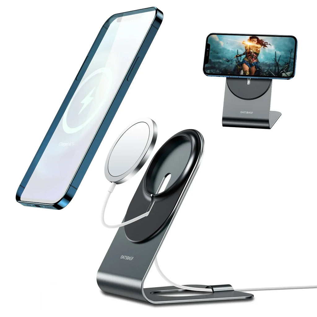 Eary Magnetic Wireless Charger Stand For iPhone 15 14 13 Pro Max Phone Holder Aluminum Metal Wireless Charging Dock Station Base
