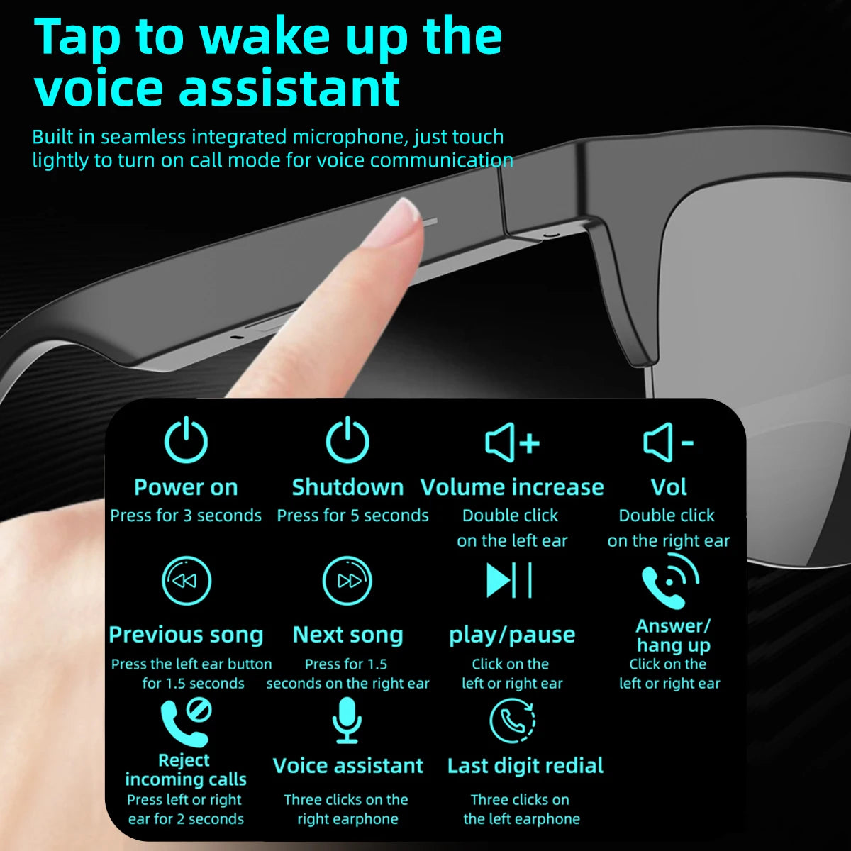 NEW Smart Glasses V5.3 Bluetooth Call High Quality Headphones Outdoor Sports Sunglasses Anti-touch UV Music Player for Men Women