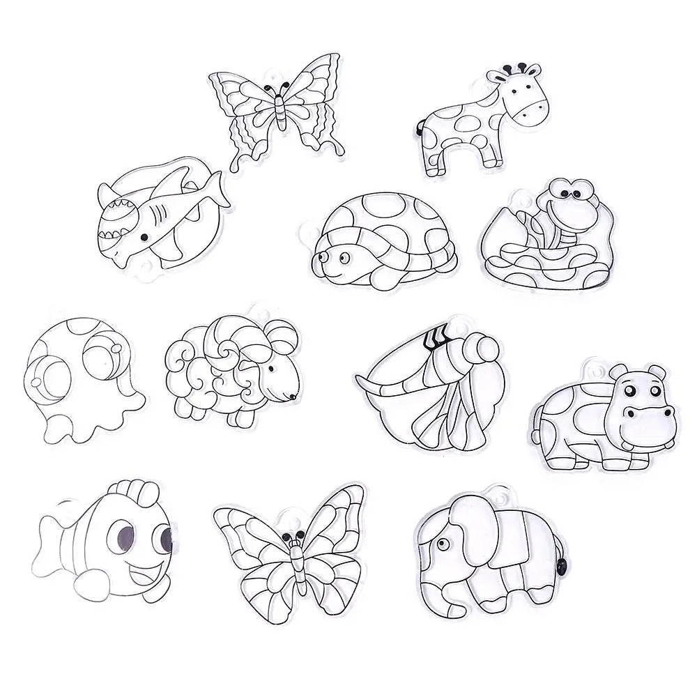Cartoon Animals Painting Crafts Art Craft Window Painting  Filing Drawing Board Sun Catcher Hanger Suncatchers Craft