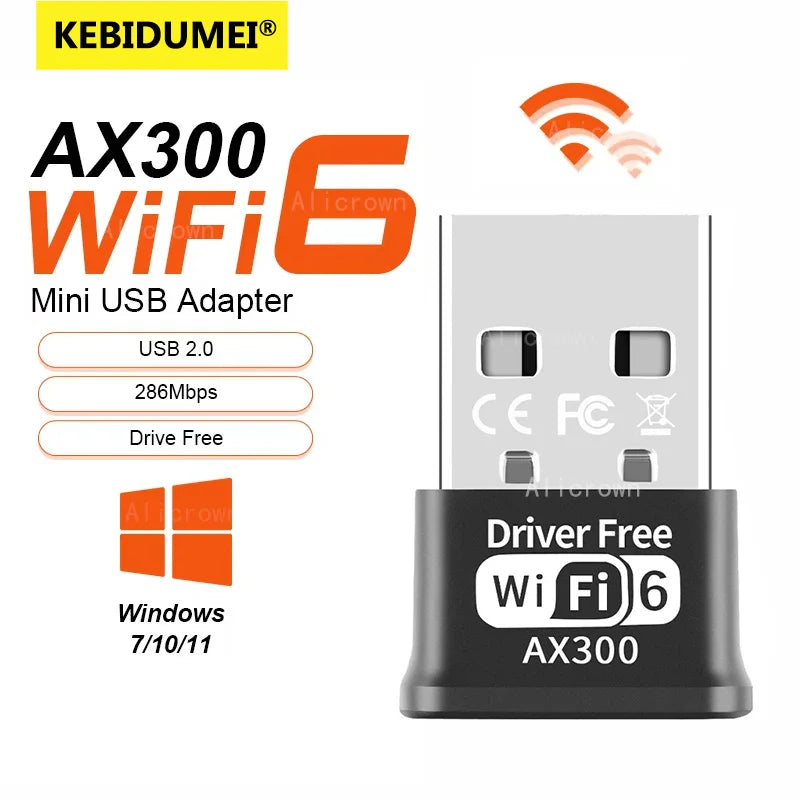 Mini USB WIFI 6 Dongle Network Card 2.4GHz Wi-Fi Lan Adapter Driver Free For PC Laptop Windows 7 10 11 300M 150M Receiver