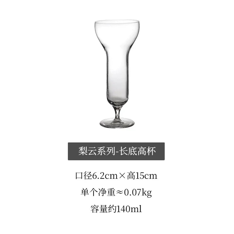 Handmade Glass Stemmed Goblet Vintage Small Martini Glass Coffee Cup Dessert Cup