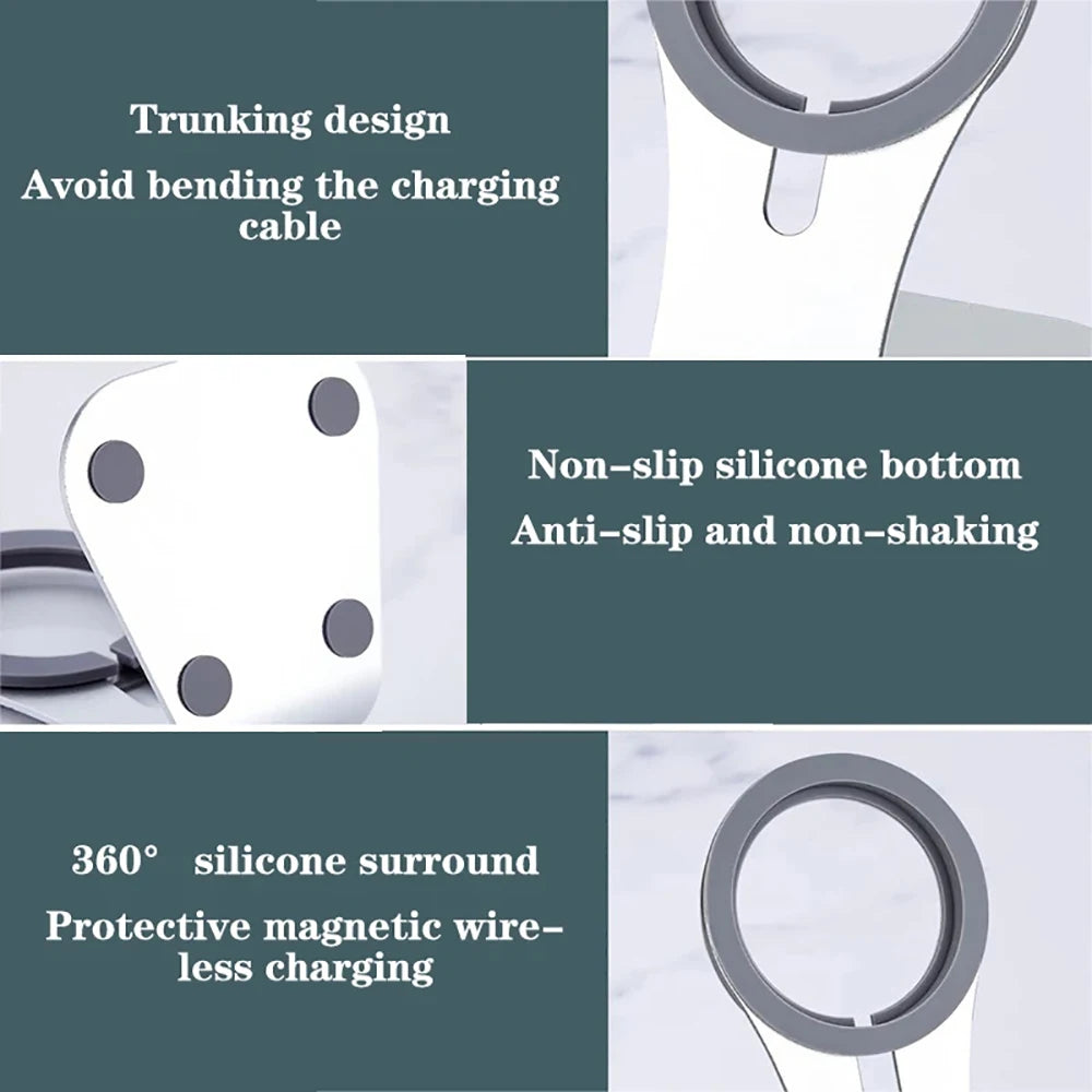 Aluminum Alloy Mobile Phone Desktop Stand Magsafe Cell Phone Magnetic Stand For IPhone 17 16 15 pro Series Fast Charging Stand - Free Item