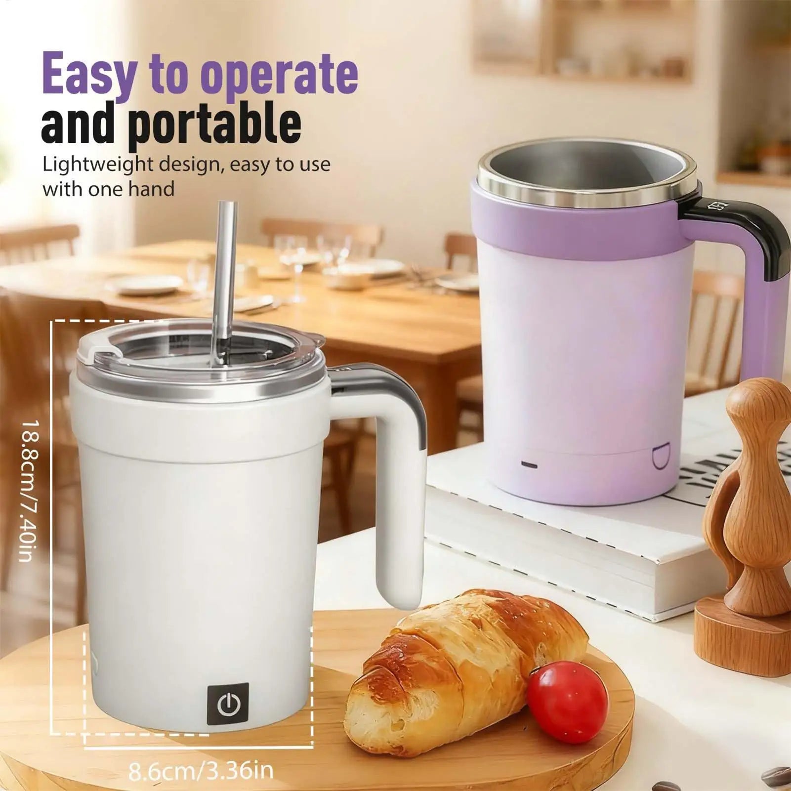 Smart Self-Stirring Coffee Mug 380ml With Temp Display & Rechargeable Battery, Auto Mixes Drinks, Keeps Warm For Desk, Home