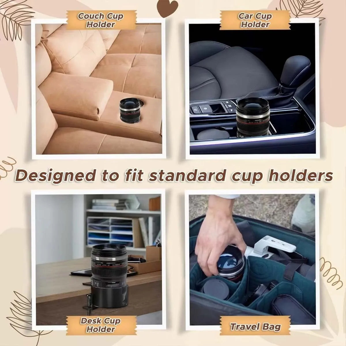 Camera Lens Mug Creative Camera Lens Stainless Steel Cup With Lid Portable Gift Cup For Outdoor Travel Camping For Photographers
