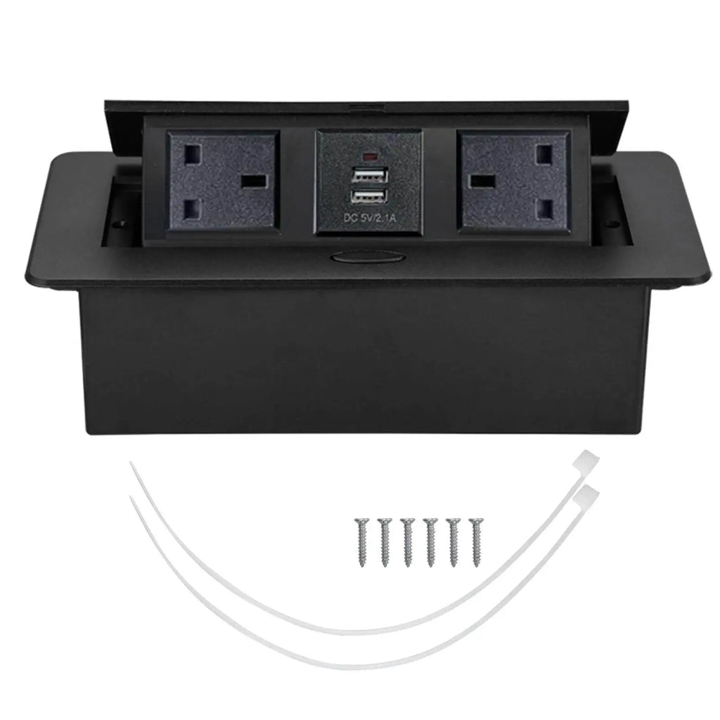 Desktop Pop Up Socket 2 X 3 Prong 2 X USB Ports Multifunctional Tabletop Popup Outlet for Home Hotel Office Desktop Popup Socket