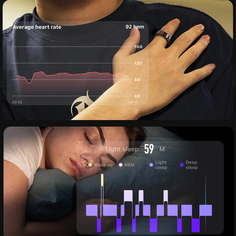 R04 Smart Ring Health ring finger fitness tracker Heart rate blood oxygen QRing App 5ATM waterproof Health Manager Sleep Monitor
