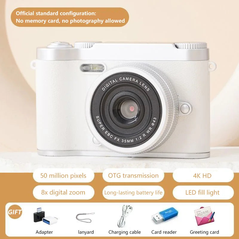 Retro CCD Camera 4KHD With 2.4 Inch Screen 1080P Sports Portable Vintage Video Recorder 8X Digital Zoom Multifunction Camera