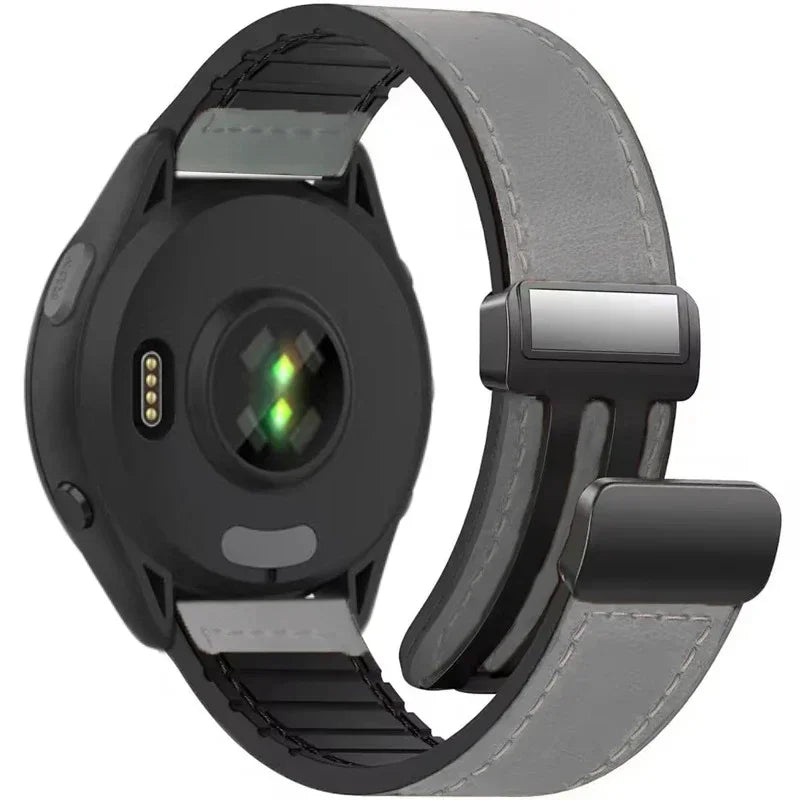Leather+Silicone Band for Garmin Approach S50 Forerunner 55 165 265 965 970 570 42/47mm Magnetic Bracelet band Garmin Active 6 5